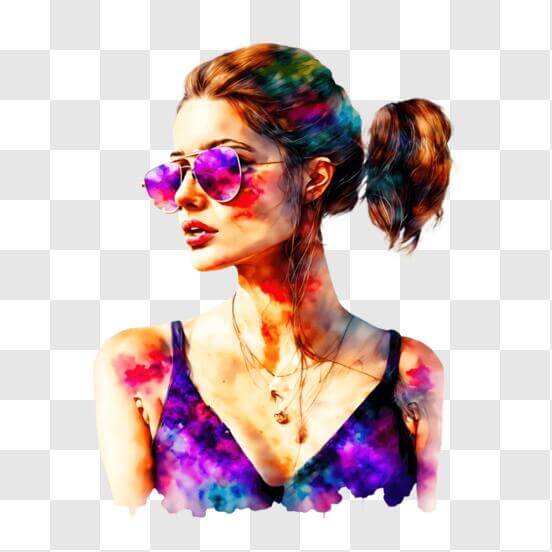 Fashionable Woman with Colorful Sunglasses and Stylish Up-do Cartoons Fashionable Woman with Colorful Sunglasses and Stylish Up-do Cartoons thumbnail