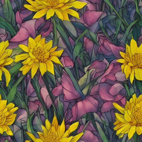 Télécharger Motif de fleurs de lys jaunes et violettes sans soudure ...
