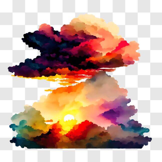 Download Colorful Sky with Clouds and Sun Background PNG Online ...