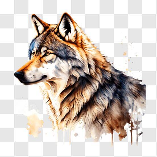 Download Colorful Wolf Painting with Trees and Mountains PNGs Online ...