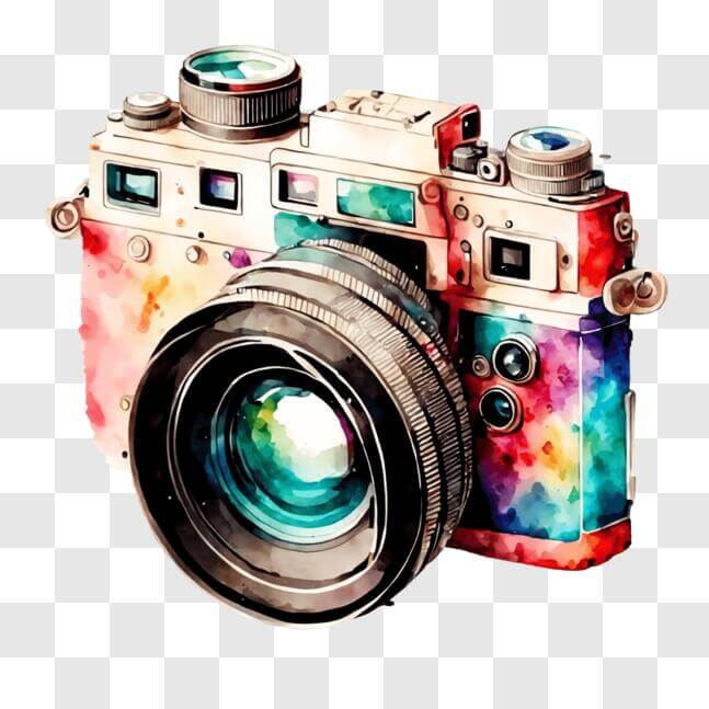 Download Colorful Painted Camera Decoration PNG Online Creative Fabrica