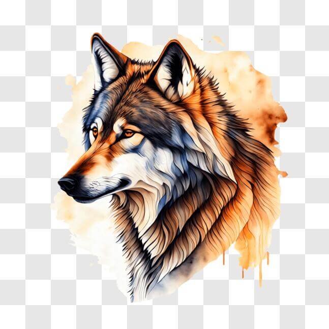 Download Abstract Watercolor Painting of Wolf's Head PNG Online ...