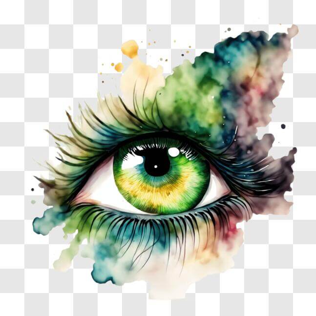 Download Colorful Eye Art on Water Splash Background PNGs Online ...