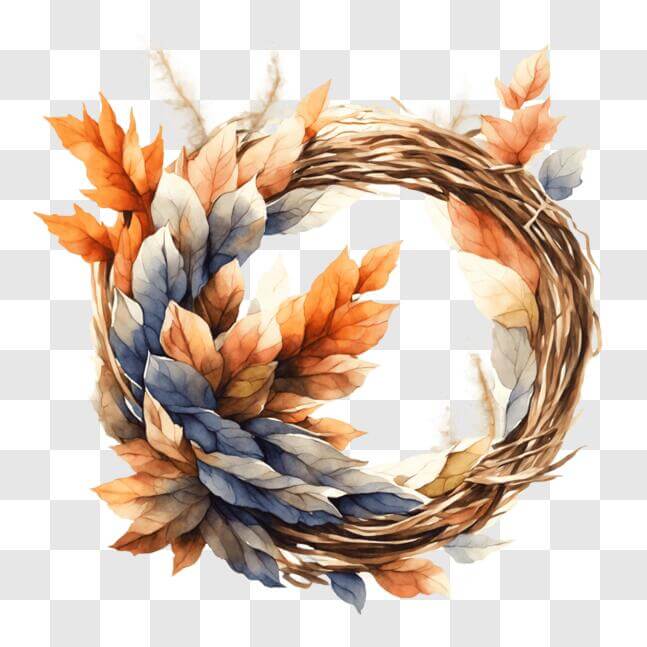Download Autumn Watercolor Wreath - Fall Home Decor PNG Online ...