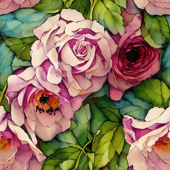 Pink Violet Roses Pattern Download Seamless pattern of pink and purple roses with green leaves ...