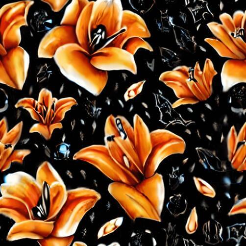 Orange Floral Pattern on Black Background Orange Floral Pattern on Black Background thumbnail