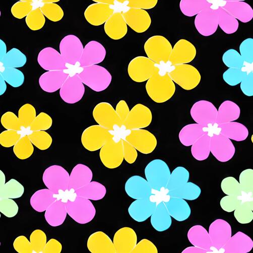 Seamless Pattern of Colorful Flowers on a Black Background Seamless Pattern of Colorful Flowers on a Black Background thumbnail