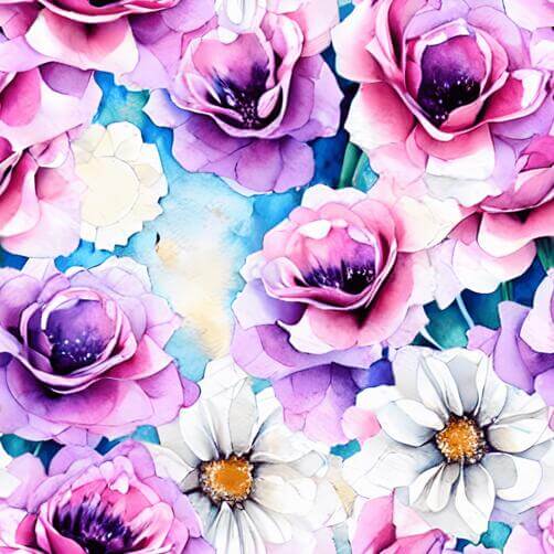 Seamless Floral Pattern in Pink, Purple, and White Seamless Floral Pattern in Pink, Purple, and White thumbnail