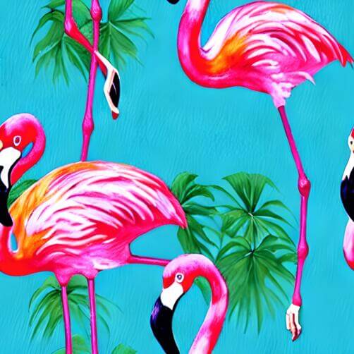 Colorful Flamingos on a Tropical Background Colorful Flamingos on a Tropical Background thumbnail