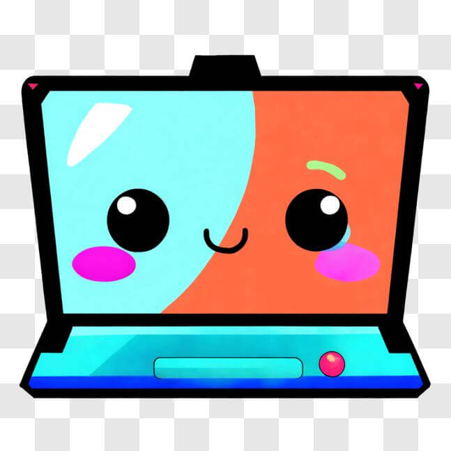 Download Creative Laptop with Cartoon Face PNG Online - Creative Fabrica