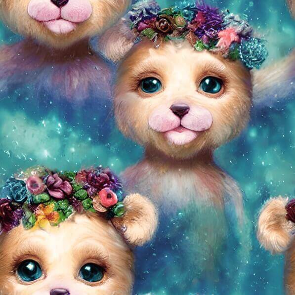 Download Teddy Bears with Flower Crowns in a Seamless Pattern Patterns ...