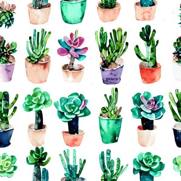 Watercolor Potted Succulents in Various Sizes and Colors Watercolor Potted Succulents in Various Sizes and Colors thumbnail