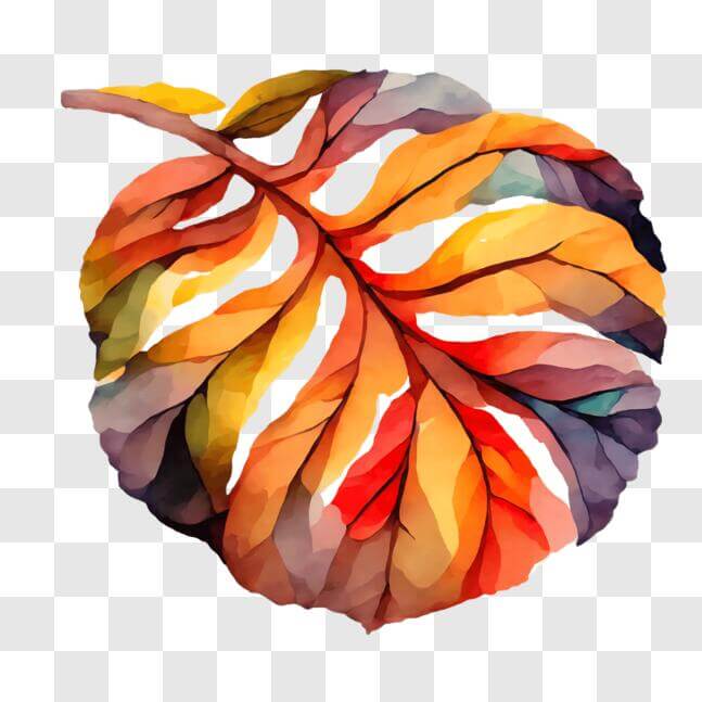 Download Colorful Painted Leaf on Black Background PNGs Online ...