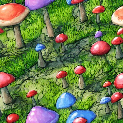 Colorful Mushroom Field with Floating and Grounded Mushrooms Colorful Mushroom Field with Floating and Grounded Mushrooms thumbnail