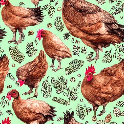 Colorful Chicken Pattern with Pinecones and Leaves Colorful Chicken Pattern with Pinecones and Leaves thumbnail