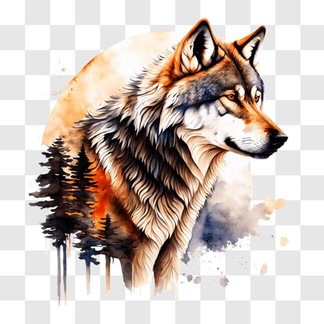 Download Wolf Silhouette howling at the full moon PNGs Online ...