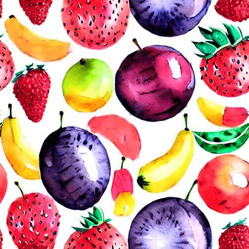 Fruit Seamless Pattern with Strawberries, Raspberries, Apples, and Bananas Fruit Seamless Pattern with Strawberries, Raspberries, Apples, and Bananas thumbnail