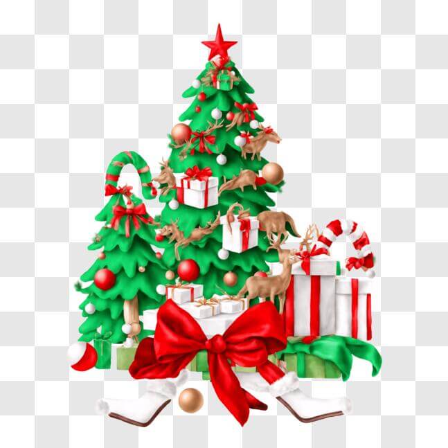 Download Christmas Tree with Gifts and Decorations PNG Online ...
