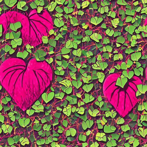 Pink Hearts and Green Leaves Seamless Pattern Pink Hearts and Green Leaves Seamless Pattern thumbnail