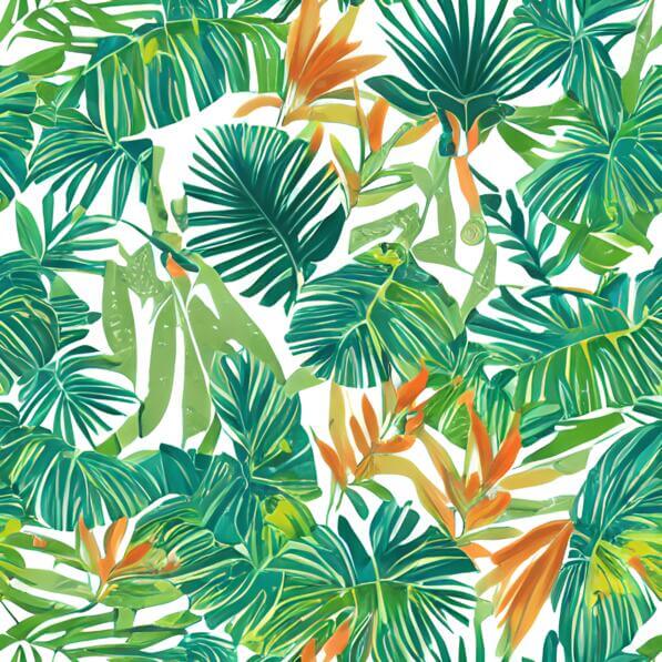 Seamless Tropical Leaves Pattern on White Background Seamless Tropical Leaves Pattern on White Background thumbnail