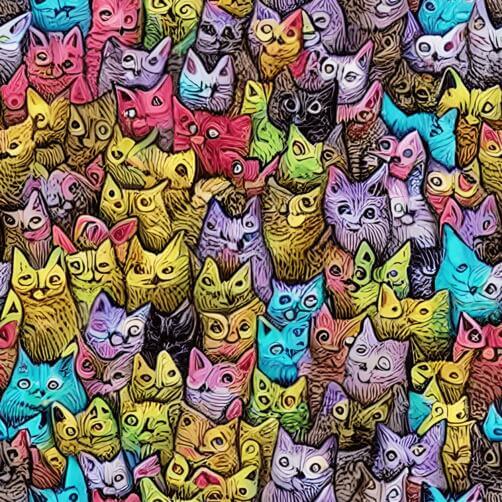 Colorful Group of Cats with Drawn Eyes and Mouths - Stock Photo Colorful Group of Cats with Drawn Eyes and Mouths - Stock Photo thumbnail