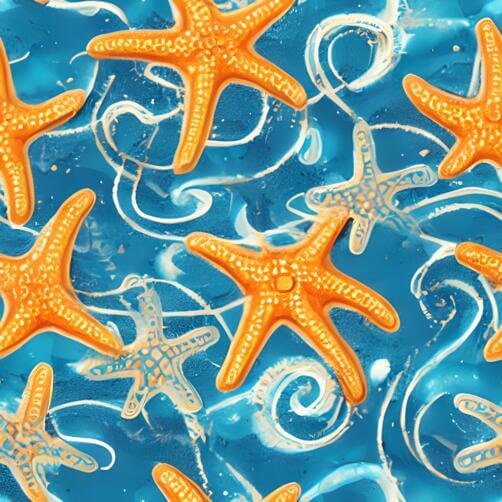 Seamless Pattern of Starfish on Blue Background Seamless Pattern of Starfish on Blue Background thumbnail