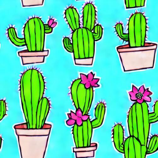 Cactus Plants in Pots on Blue Background Cactus Plants in Pots on Blue Background thumbnail