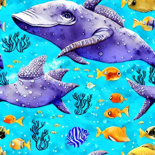Seamless Pattern of Fish and Marine Animals in the Blue Sea Seamless Pattern of Fish and Marine Animals in the Blue Sea thumbnail