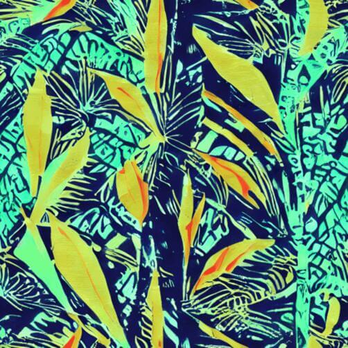 Tropical Print with Yellow and Blue Leaves Background Tropical Print with Yellow and Blue Leaves Background thumbnail