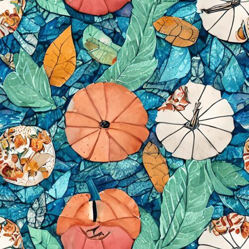 Fall-themed Seamless Pattern with Pumpkins and Flowers Fall-themed Seamless Pattern with Pumpkins and Flowers thumbnail