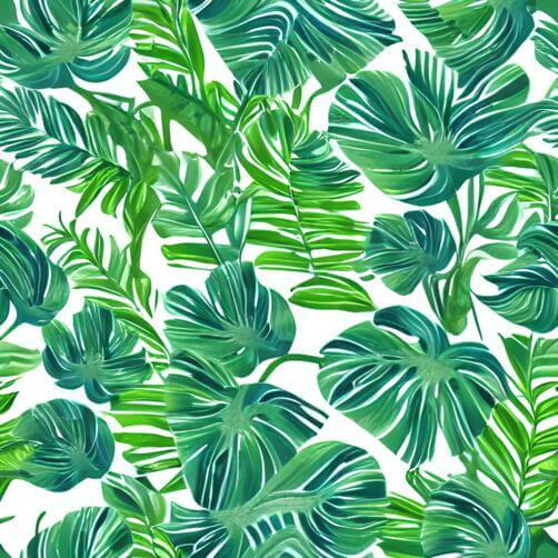 Seamless Green Tropical Leaves Pattern on White Background Seamless Green Tropical Leaves Pattern on White Background thumbnail