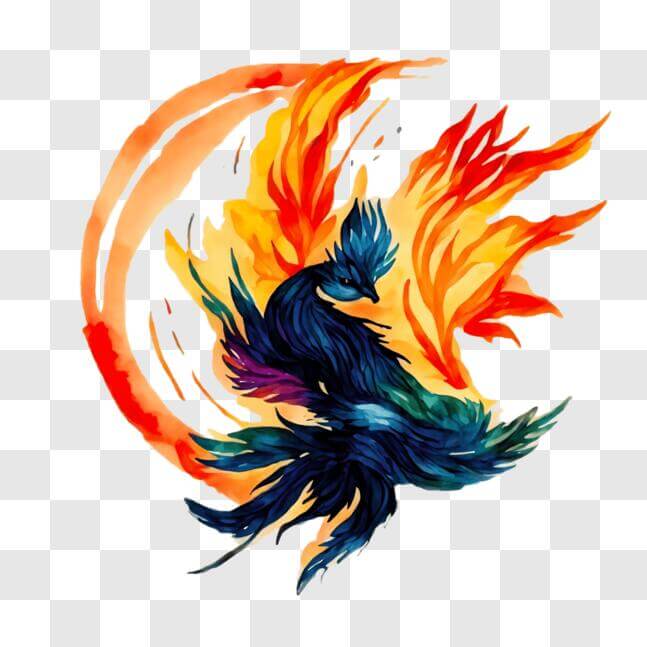 Download Colorful Bird with Fire Wings - Illustration or Poster Design ...