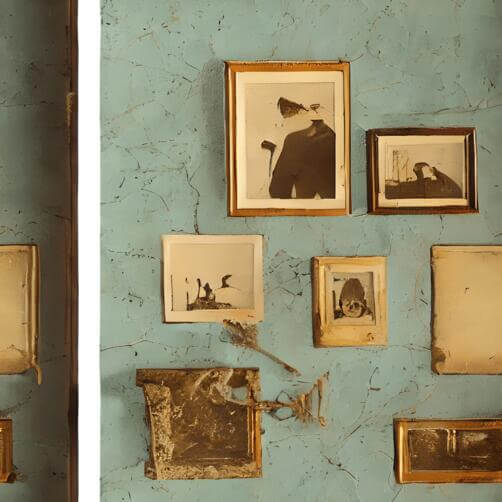 Blue Wall with Framed and Unframed Pictures Blue Wall with Framed and Unframed Pictures thumbnail