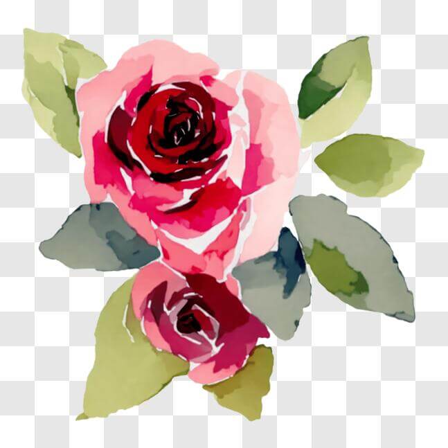 Download Pink Roses Watercolor Painting PNG Online - Creative Fabrica