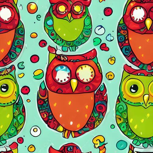 Colorful Owl Pattern with Octopuses and Dots Colorful Owl Pattern with Octopuses and Dots thumbnail