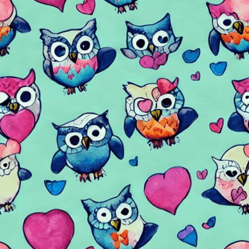 Colorful Owl and Heart Pattern Colorful Owl and Heart Pattern thumbnail