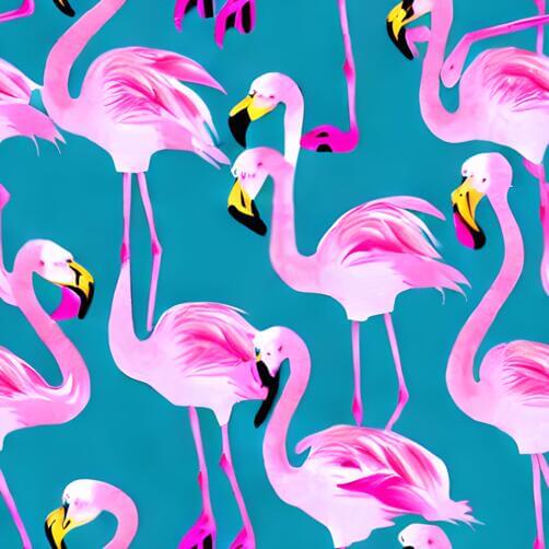 Seamless Pattern of Pink Flamingos on Blue Background Seamless Pattern of Pink Flamingos on Blue Background thumbnail