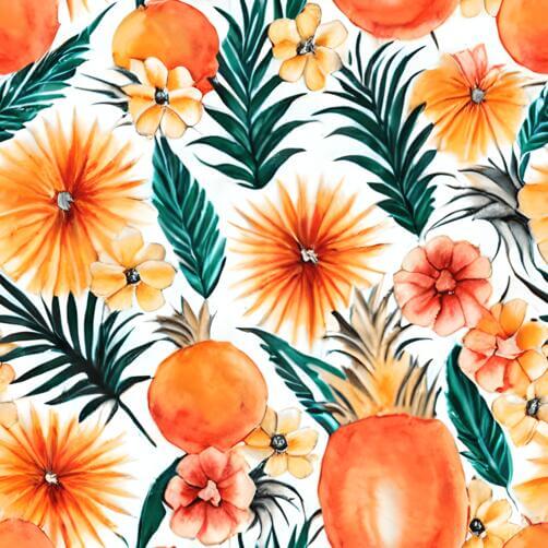 Tropical Fruit and Flower Pattern on White Background Tropical Fruit and Flower Pattern on White Background thumbnail