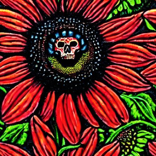 Day of the Dead Painting with Red Flower and Skulls Day of the Dead Painting with Red Flower and Skulls thumbnail