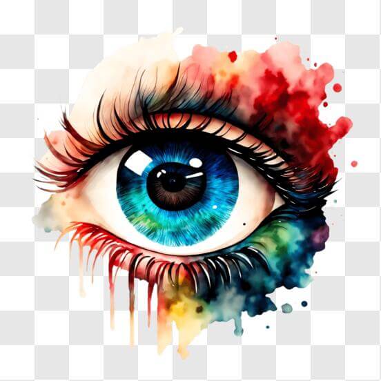 Colorful Eyeball with Watercolor Paint Drips Patterns Colorful Eyeball with Watercolor Paint Drips Patterns thumbnail