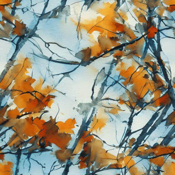Download Abstract Watercolor Painting of Trees with Orange and Blue ...