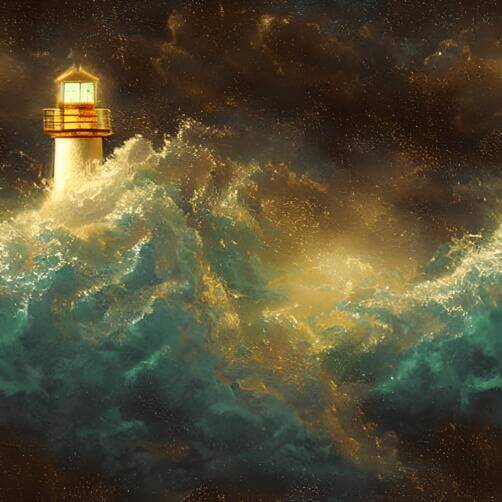 Lighthouse in the Ocean with Stormy Weather Lighthouse in the Ocean with Stormy Weather thumbnail