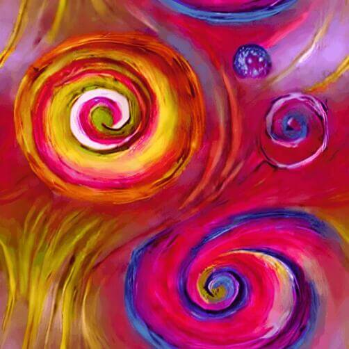 Colorful Abstract Painting with Spirals and Circles Colorful Abstract Painting with Spirals and Circles thumbnail