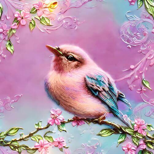 Beautiful Pink Bird on an Ornamental Tree Branch Beautiful Pink Bird on an Ornamental Tree Branch thumbnail