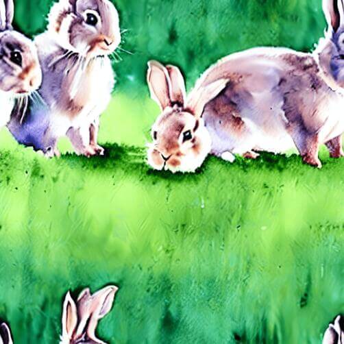 Watercolor Painting of Cute Bunnies in the Grass Watercolor Painting of Cute Bunnies in the Grass thumbnail