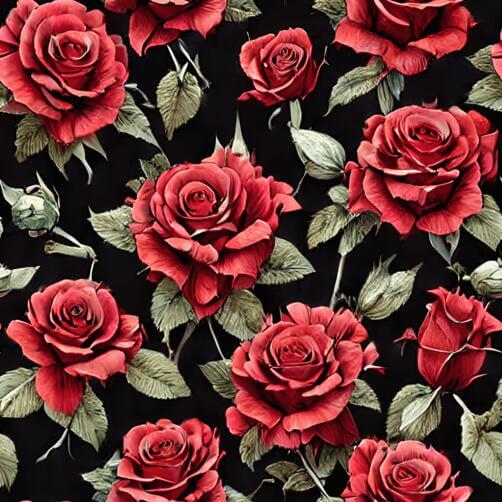 Seamless Red Rose Pattern on Black Background Seamless Red Rose Pattern on Black Background thumbnail