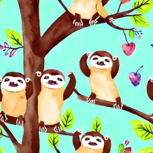 Sloths on a Tree with Hearts Sloths on a Tree with Hearts thumbnail