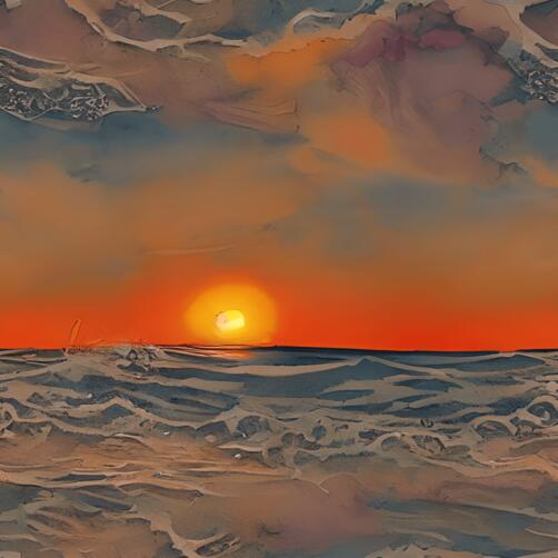 Beautiful Watercolor Sunset over the Ocean with Sailboat Beautiful Watercolor Sunset over the Ocean with Sailboat thumbnail