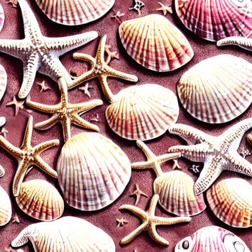 Seashell Pattern Background with Starfish and Vibrant Colors Seashell Pattern Background with Starfish and Vibrant Colors thumbnail