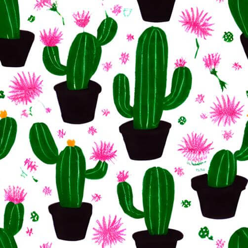 Cactus Plants in Pots Seamless Pattern with Pink Flowers Cactus Plants in Pots Seamless Pattern with Pink Flowers thumbnail